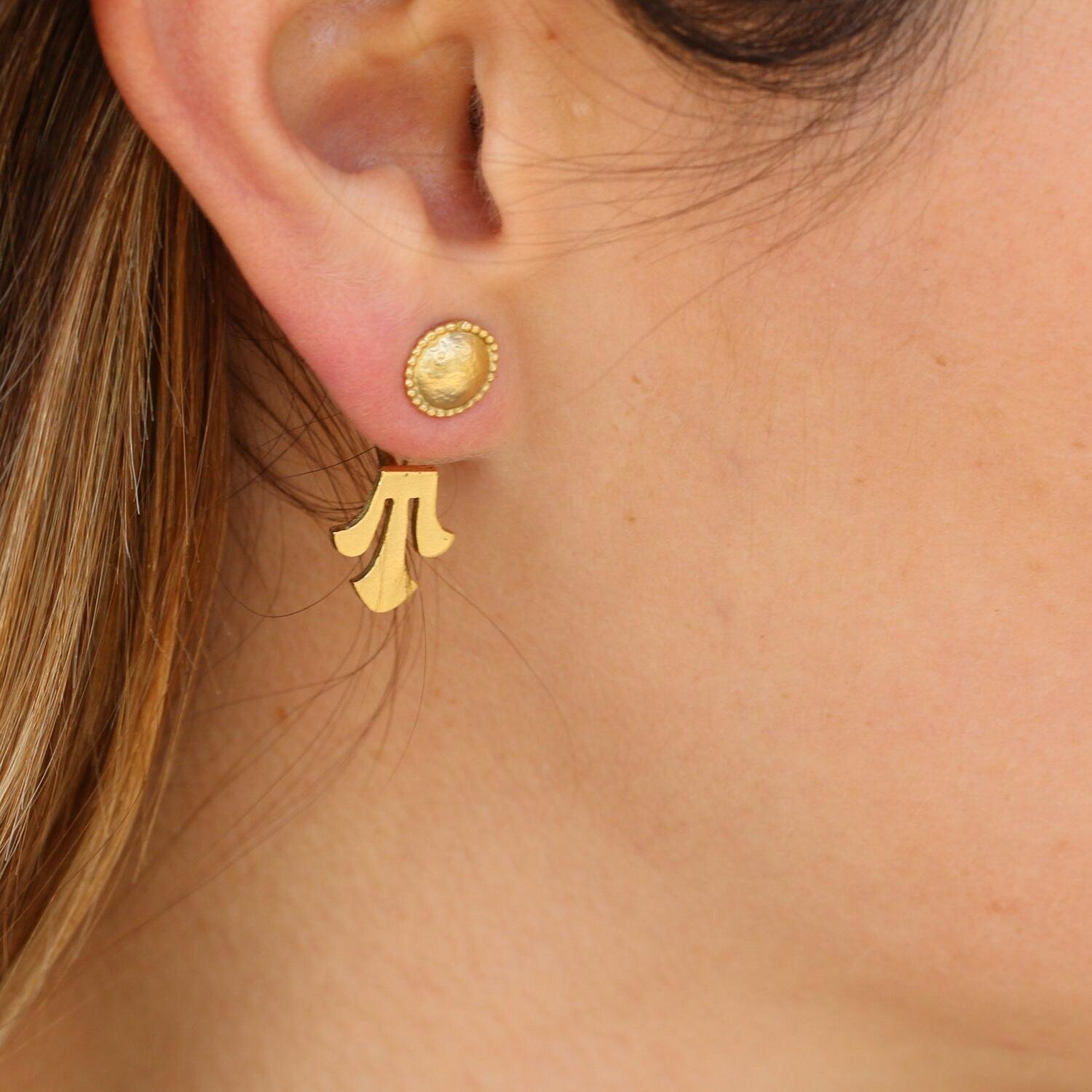 Gold Stud Earrings,Gold Ear Jacket,14k For Women,Fashion Earrings,Minimalist Earrings,Lotus Earrings,Vintage Earrings,Bridal Earrings