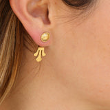 Gold Stud Earrings,Gold Ear Jacket,14k For Women,Fashion Earrings,Minimalist Earrings,Lotus Earrings,Vintage Earrings,Bridal Earrings