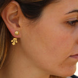 Gold Stud Earrings,Gold Ear Jacket,14k For Women,Fashion Earrings,Minimalist Earrings,Lotus Earrings,Vintage Earrings,Bridal Earrings