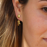 Gold Stud Earrings,Gold Ear Jacket,14k For Women,Fashion Earrings,Minimalist Earrings,Lotus Earrings,Vintage Earrings,Bridal Earrings