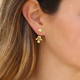 Gold Lotus Jacket Stud Earrings