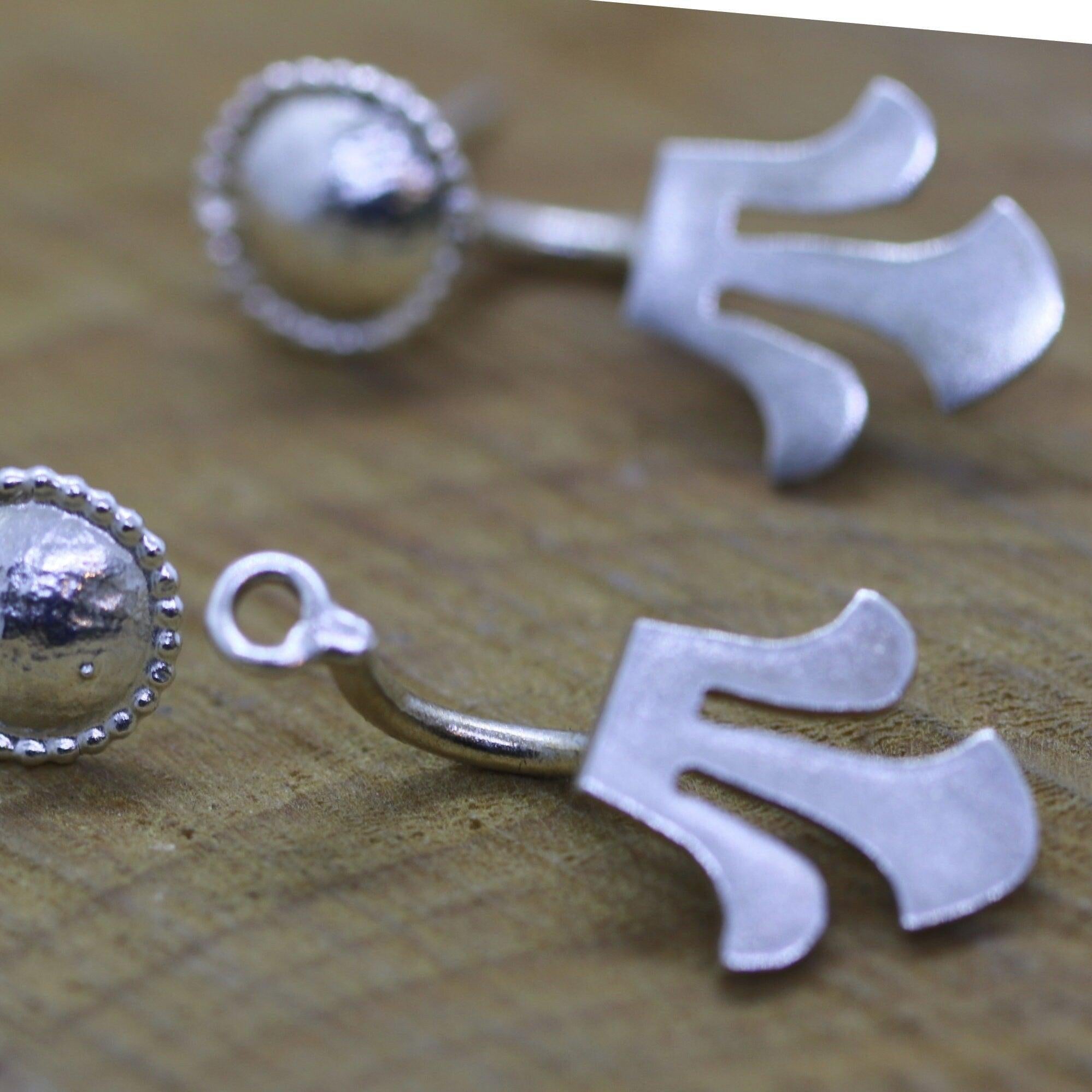 Sterling Silver Stud Earrings,Lotus Earrings,Fine Jewelry for Women,Ear Jackets for Women,Geometric Earrings,Cute Earrings,Mother's Day Gift