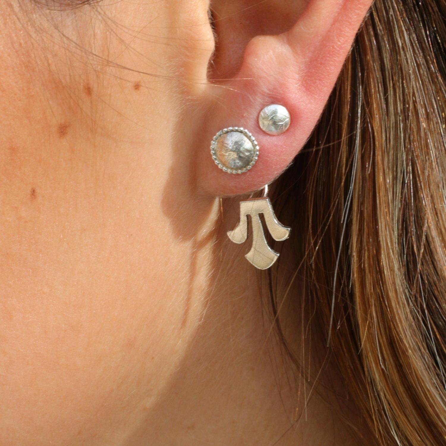 Sterling Silver Stud Earrings,Lotus Earrings,Fine Jewelry for Women,Ear Jackets for Women,Geometric Earrings,Cute Earrings,Mother's Day Gift