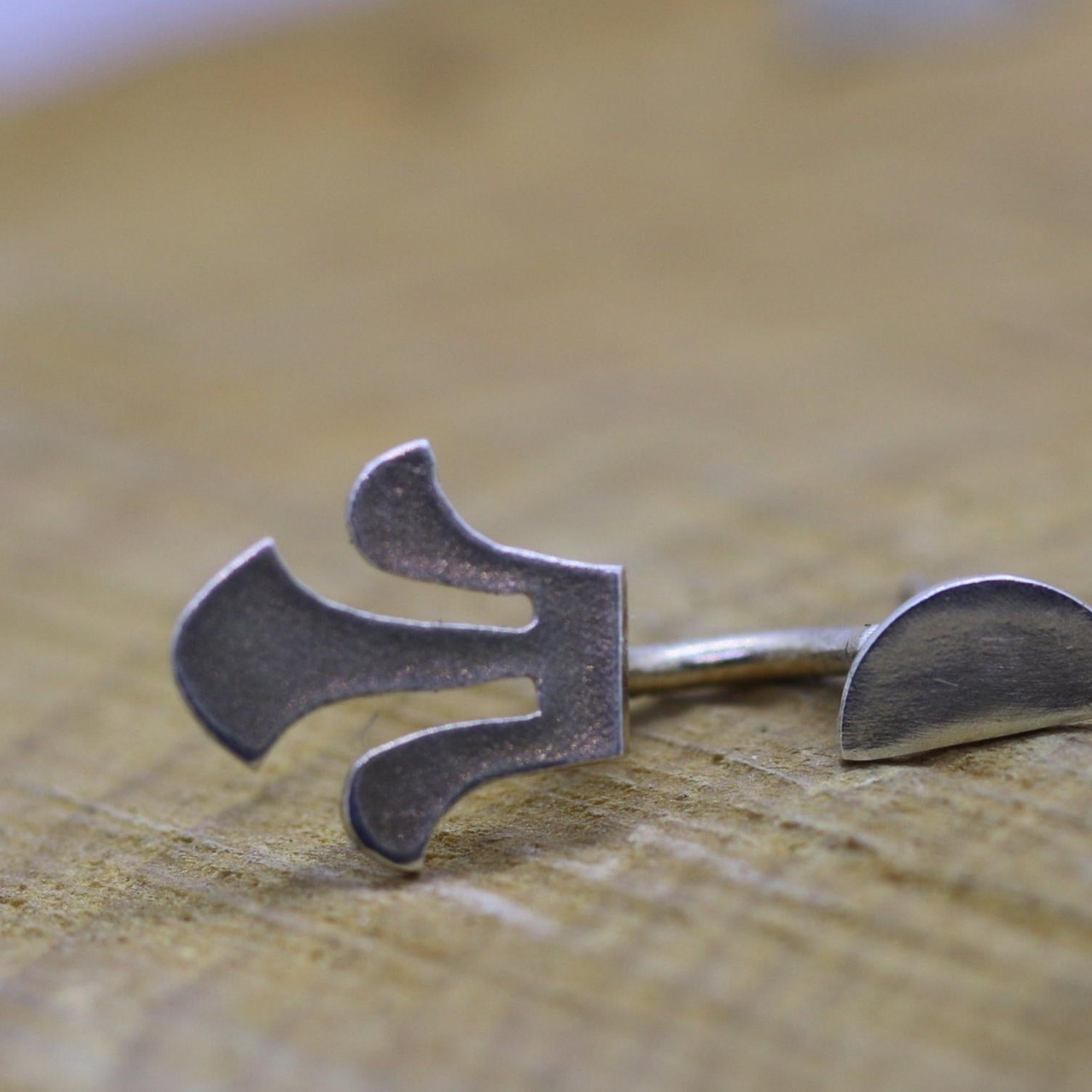 Handmade 925 Silver Minimalist Geometric Stud Earrings for Women