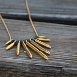 Spike Necklace,Long Gold Necklace,Gold Plated Necklace for Women,Edgy Necklace,Fashion Jewelry for Women,Gold Necklace,Statement Necklace
