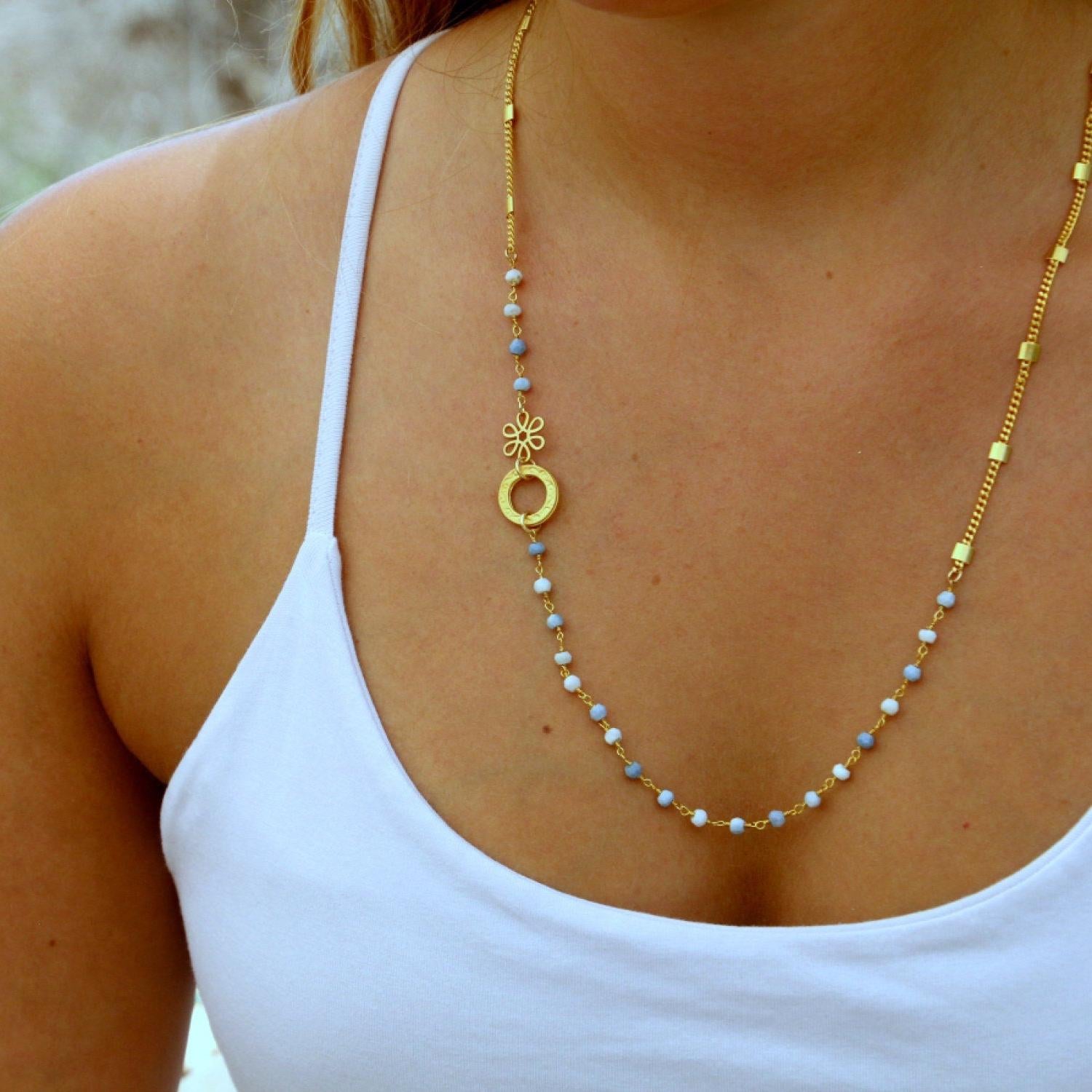 Beaded Bracelet for Women, Boho Bracelet, Dainty Bracelet, Gold Gemstone Bracelet, Opal Bracelet, Beaded Chain Bracelet, Gold Wrap Bracelet