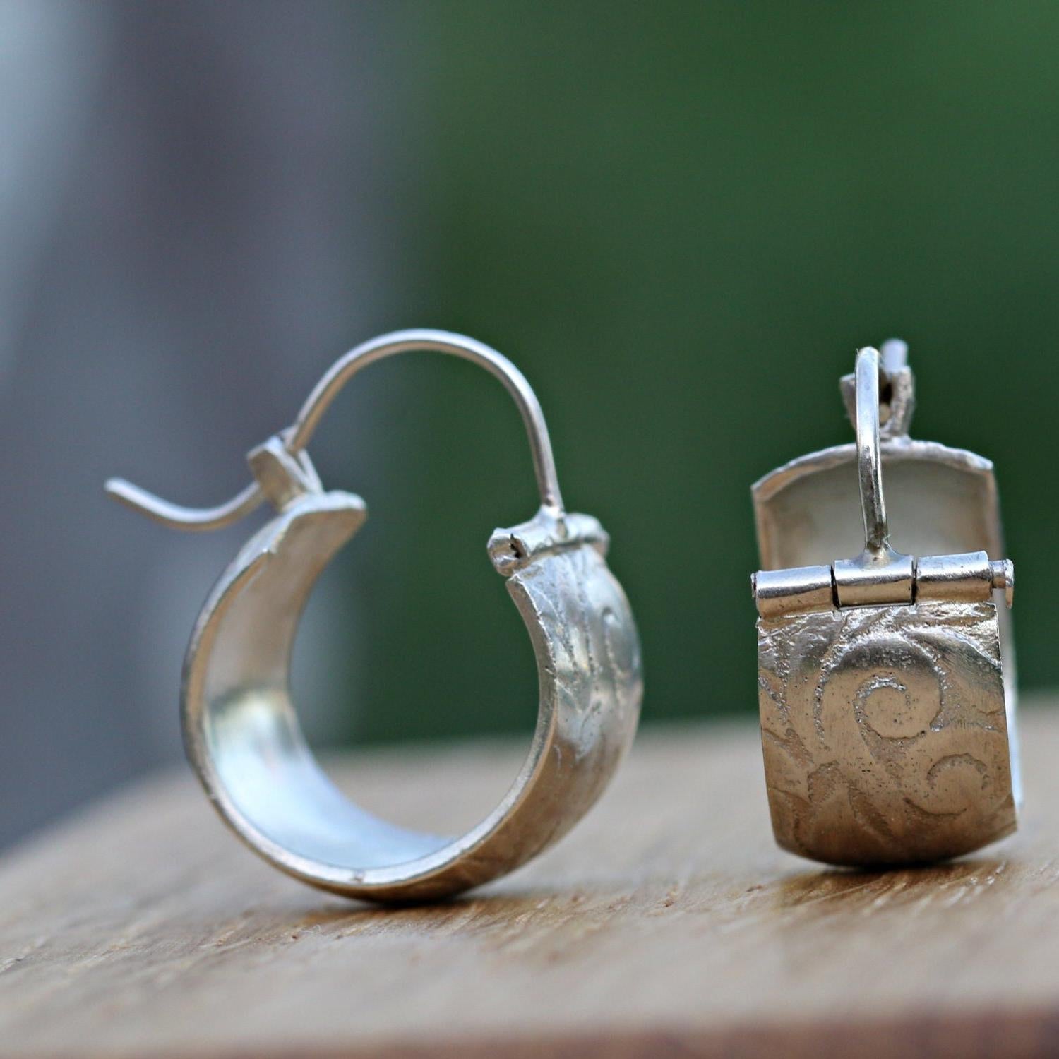 Sterling Silver Hoop Earrings,Chunky Earrings,Boho Earrings Hoops,Fashion Earrings,925 Jewelry,Handmade Jewelry for Women,Women Jewelry