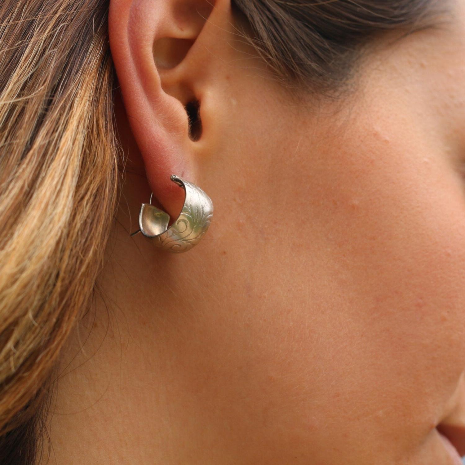 Sterling Silver Hoop Earrings,Chunky Earrings,Boho Earrings Hoops,Fashion Earrings,925 Jewelry,Handmade Jewelry for Women,Women Jewelry