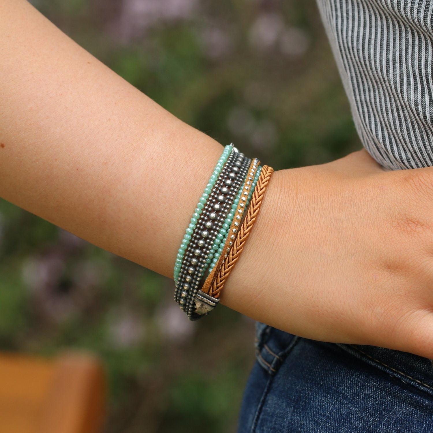 Silver Bracelets for Women,Bead Bracelets for Women,Silver Jewelry,Boho Jewelry for Women,Beaded Bracelets,Braided Bracelet ,Christmas Gift
