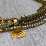 Wrap Bracelet for Women,Green Bracelet,Gold Bracelets for Women,Bohemian Jewelry,Boho Bracelets for Women,Handmade Jewelry,Gifts for Her