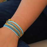 Beabebd wrap bracelet in turquoise and gold for women, Fashion boho bracelet Bohemian handmade jewelry, Crystal jewelry, Gift for her