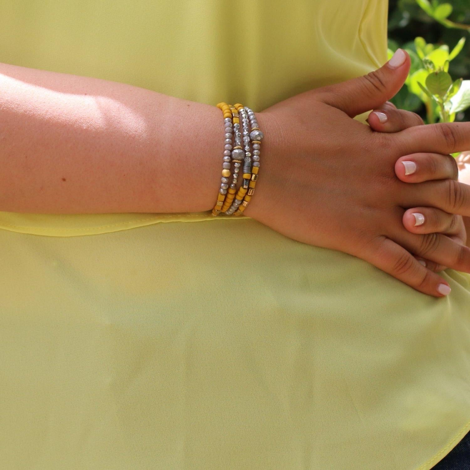Wrap Bracelet,Yellow Bracelet,Beaded Bracelets for Women,Bead Bracelets,Handmade Bracelets,Layered Bracelets,Handmade Bracelets