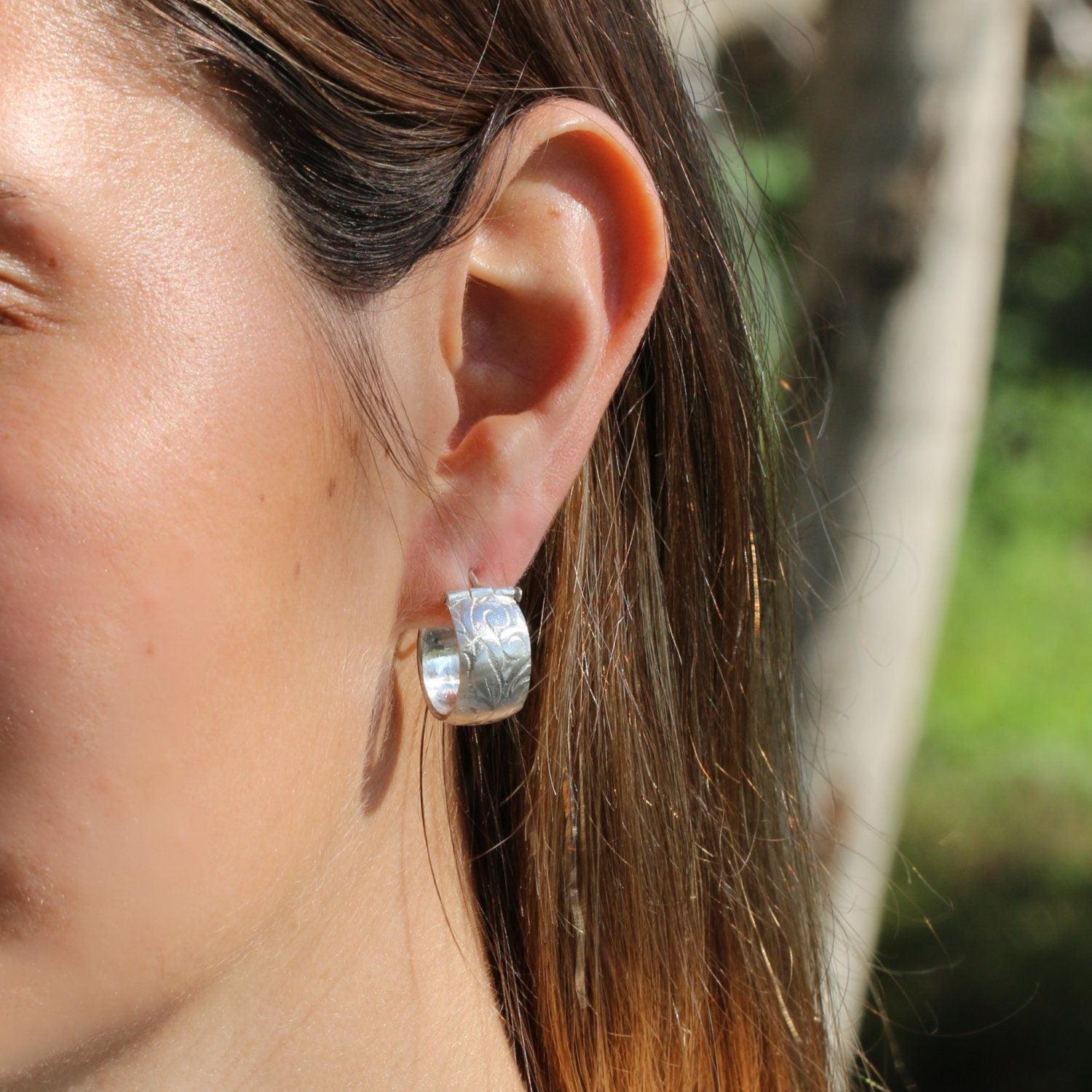 Sterling Silver Hoop Earrings,Chunky Earrings,Boho Earrings Hoops,Fashion Earrings,925 Jewelry,Handmade Jewelry for Women,Women Jewelry