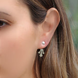 Lotus Earrings,Ear Jewelry,Cute Earrings for Women,Silver Stud Earrings,Ear Jackets,Studs Earrings,Boho Jewelry for Women,Everyday Earrings