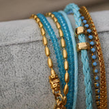 Beabebd wrap bracelet in turquoise and gold for women, Fashion boho bracelet Bohemian handmade jewelry, Crystal jewelry, Gift for her