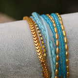Beabebd wrap bracelet in turquoise and gold for women, Fashion boho bracelet Bohemian handmade jewelry, Crystal jewelry, Gift for her