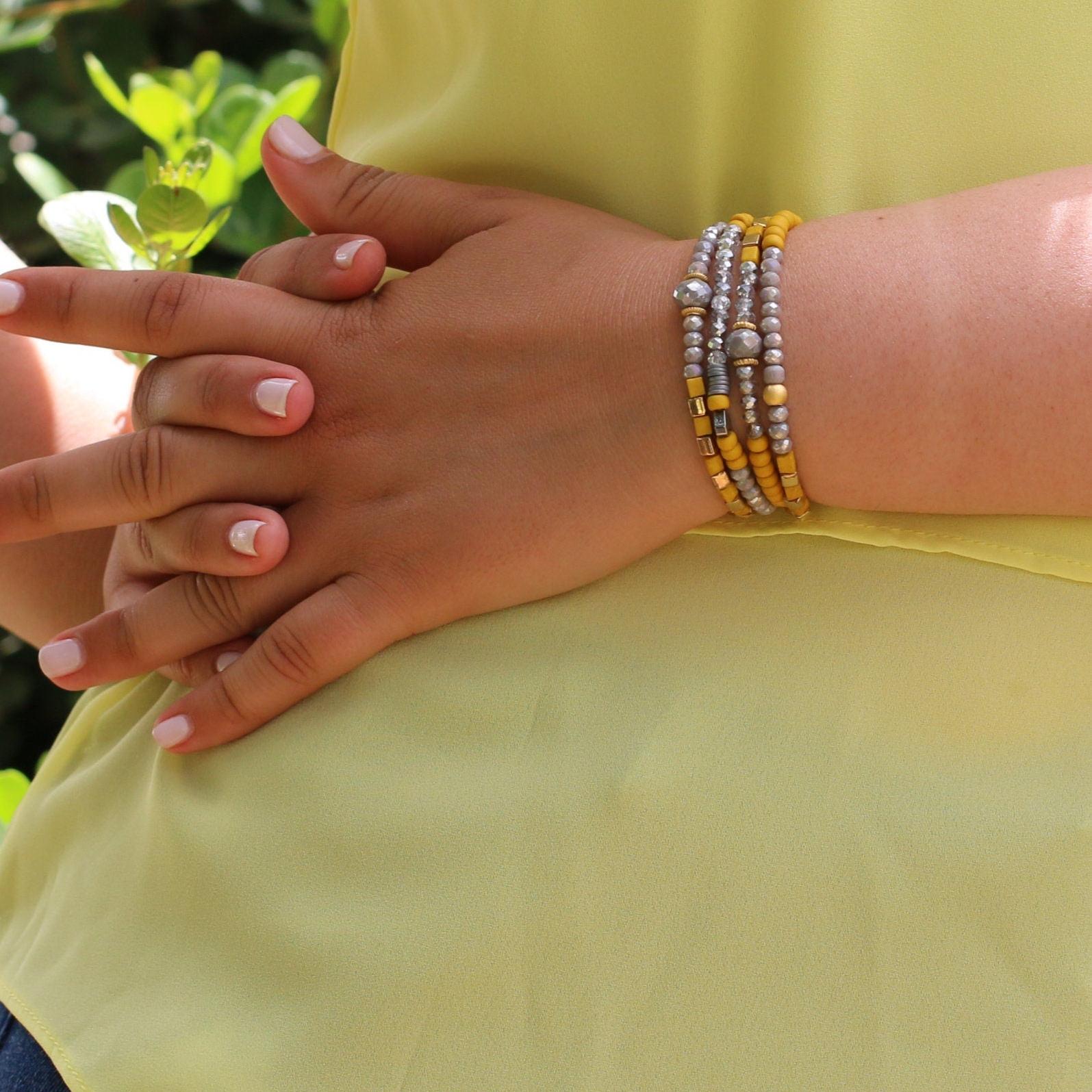 Wrap Bracelet,Yellow Bracelet,Beaded Bracelets for Women,Bead Bracelets,Handmade Bracelets,Layered Bracelets,Handmade Bracelets