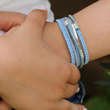 Bracelet Set, Blue Bracelet, Wrap Bracelet, Statement Bracelets for Women, Unique Jewelry, Silver Bracelet, Boho Jewelry, Statement Jewelry