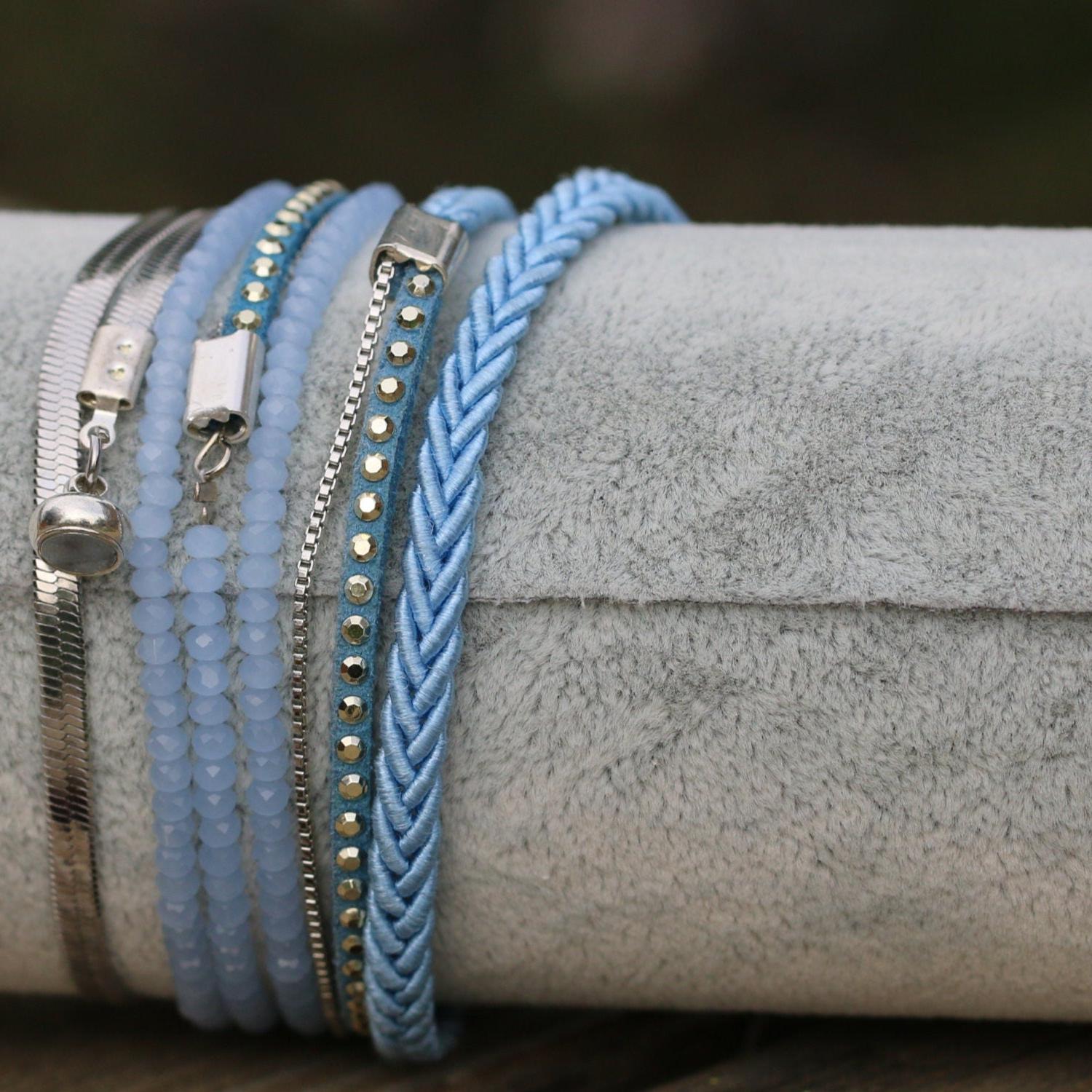 Bracelet Set, Blue Bracelet, Wrap Bracelet, Statement Bracelets for Women, Unique Jewelry, Silver Bracelet, Boho Jewelry, Statement Jewelry