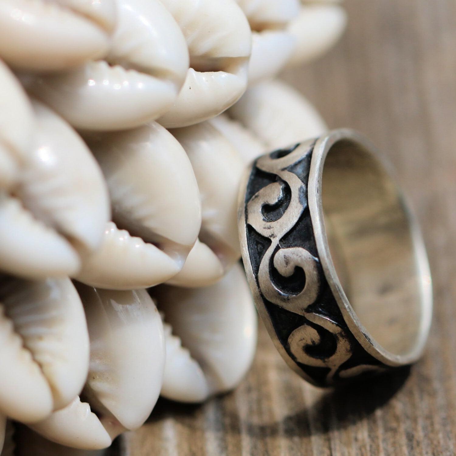 Sterling silver band ring, Unique boho wave ring, Handmade jewelry, Gift for her, Gift for him, Mens ring, Boyfriend gift