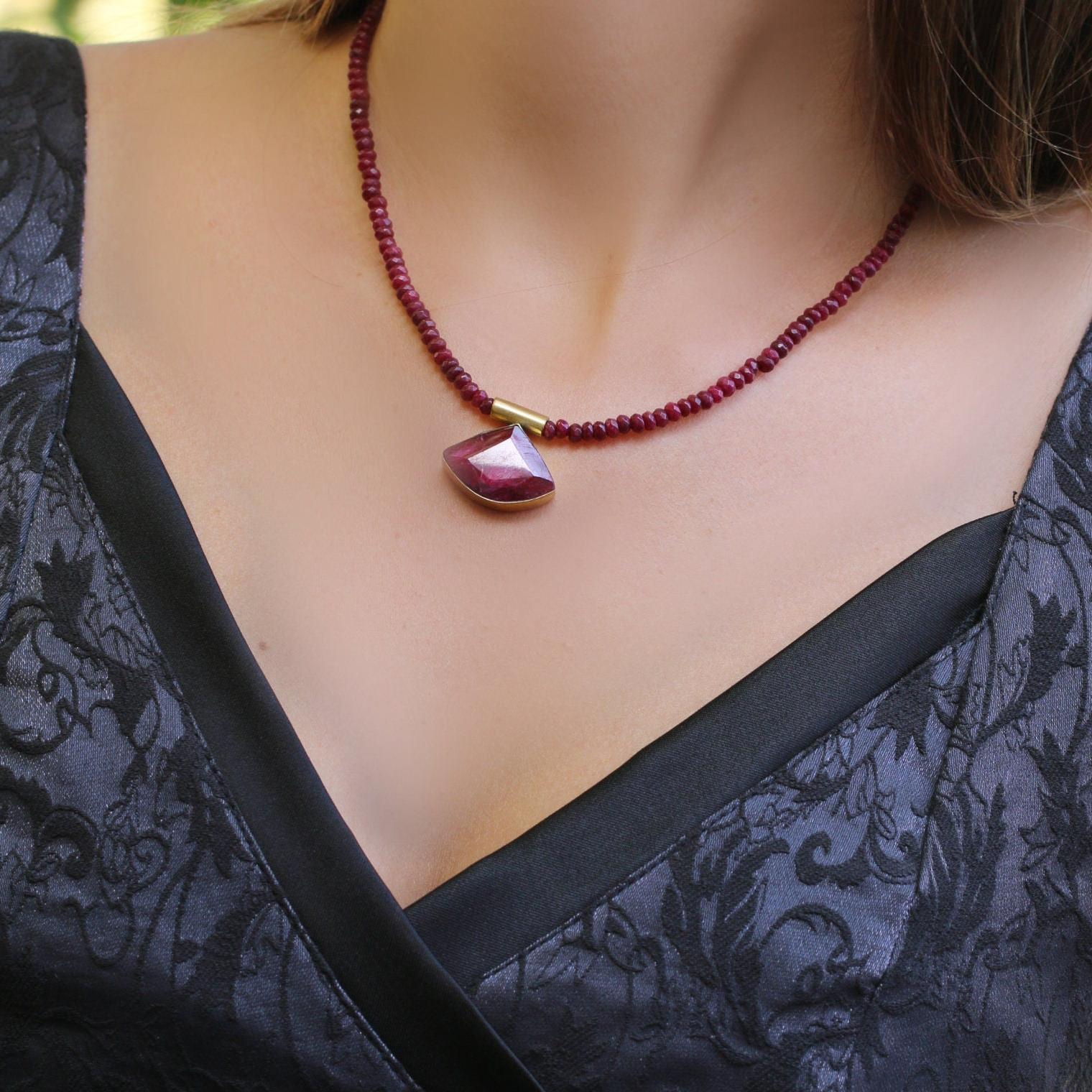 Bohemian Jewelry,Jewelry Women,Ruby Birthstone Necklace,Ruby Pendant Necklace,July Birthstone Necklace,Red Necklace,Red Pendant Necklace