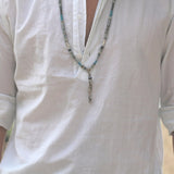 Turquoise Necklace,Mala Beads Necklace,Long Necklaces for Men,Handmade Necklace for Men,Boho Long Necklace,Men Jewelry,Mother's Day Gift