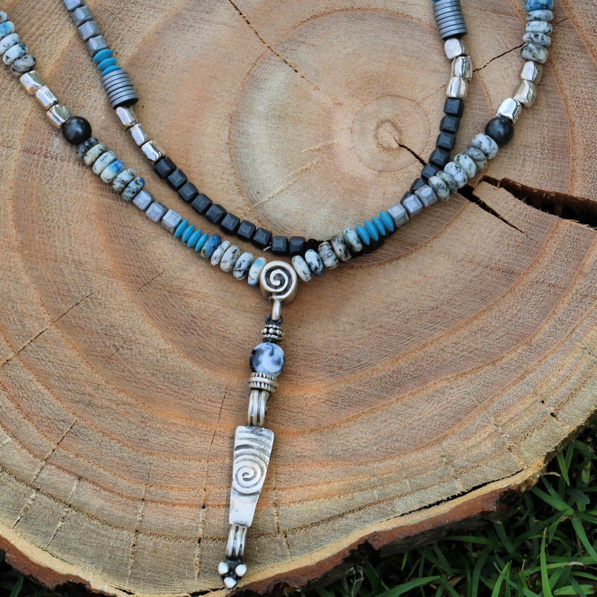 Turquoise Necklace,Mala Beads Necklace,Long Necklaces for Men,Handmade Necklace for Men,Boho Long Necklace,Men Jewelry,Mother's Day Gift