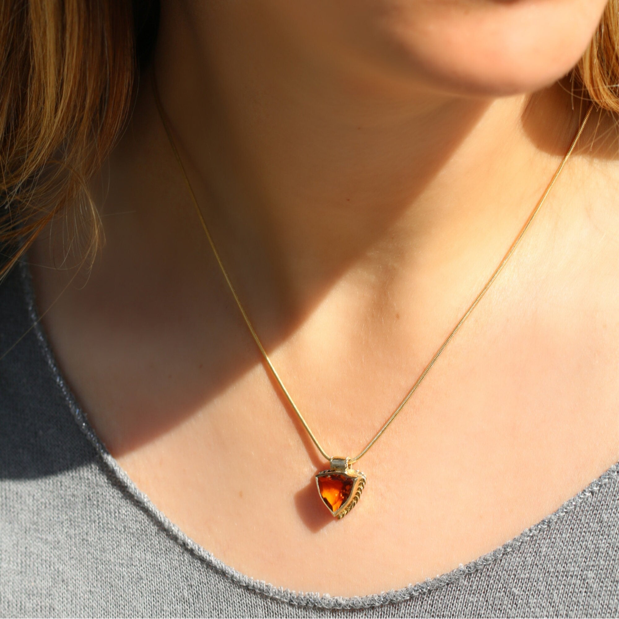 November Birthstone Necklace, Stone Necklace,Gold Pendant Necklace,Gold Necklaces for Women,Birthday Gifts for Women,Citrine Necklace
