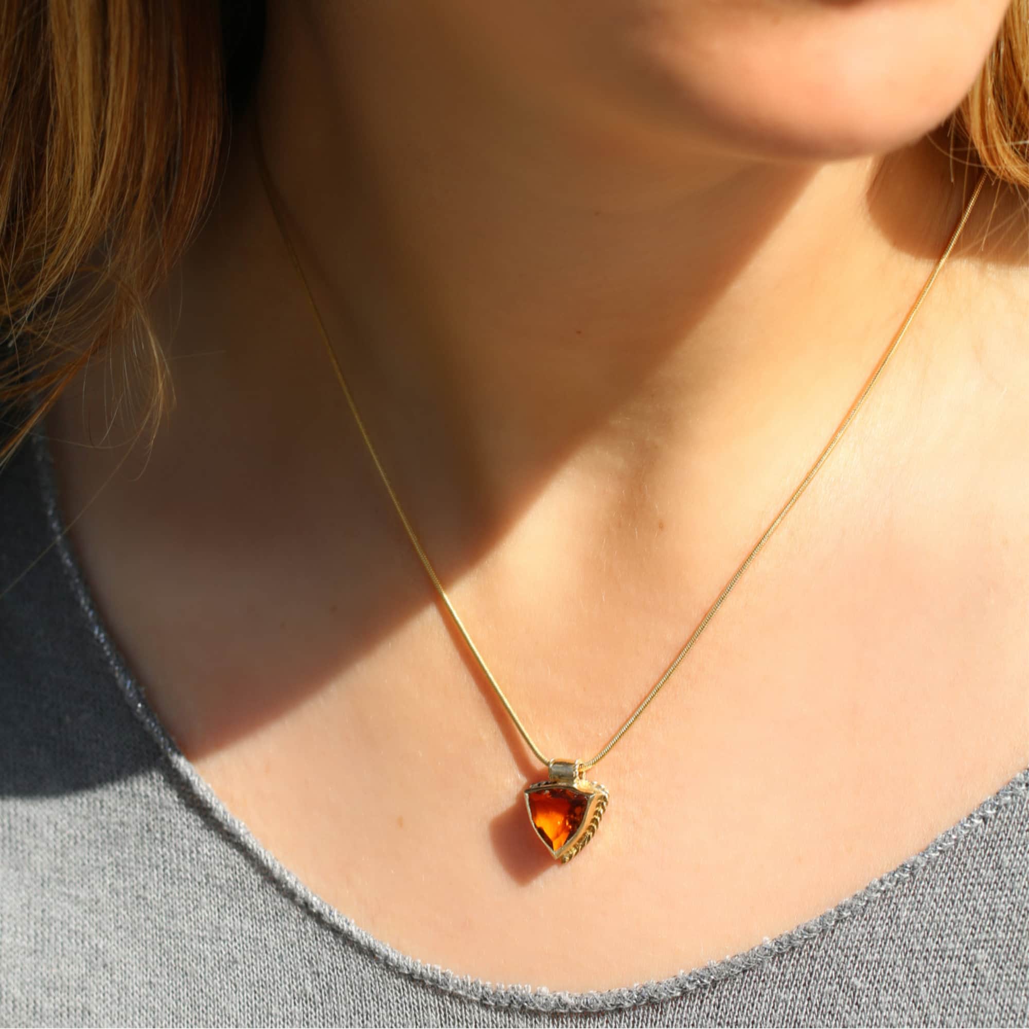 Birthstone Necklace,Stone Necklace,Gold Pendant Necklace,Gold Necklaces for Women,Birthday Gifts for Women,Citrine Pendant Necklace