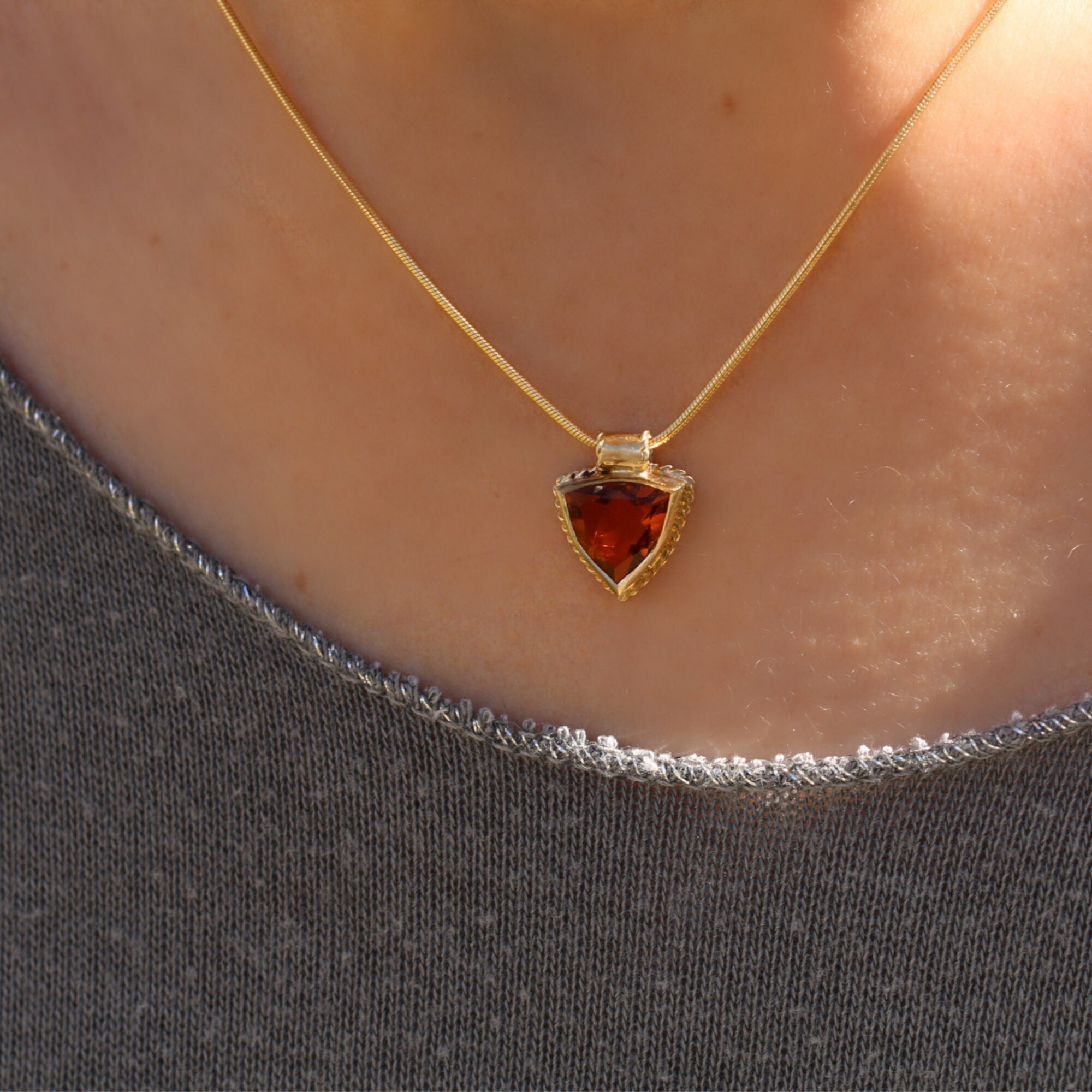 November Birthstone Necklace, Stone Necklace,Gold Pendant Necklace,Gold Necklaces for Women,Birthday Gifts for Women,Citrine Necklace