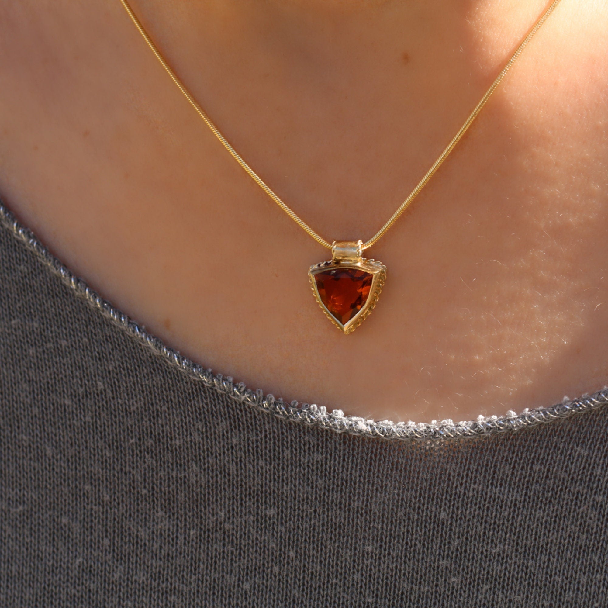 Birthstone Necklace,Stone Necklace,Gold Pendant Necklace,Gold Necklaces for Women,Birthday Gifts for Women,Citrine Pendant Necklace