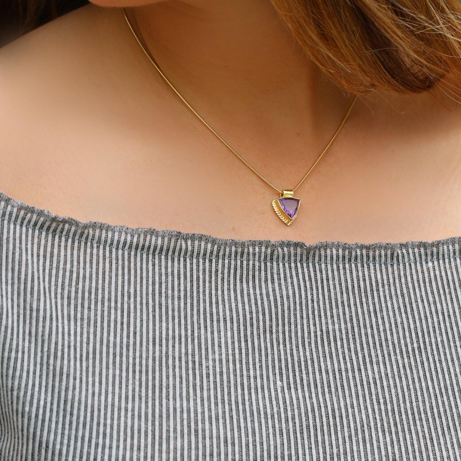 Amethyst Crystal Necklace,Gold Necklaces For Women,February Birthstone Necklace,Purple Necklace,Dainty Necklace,Mother's Day Gift