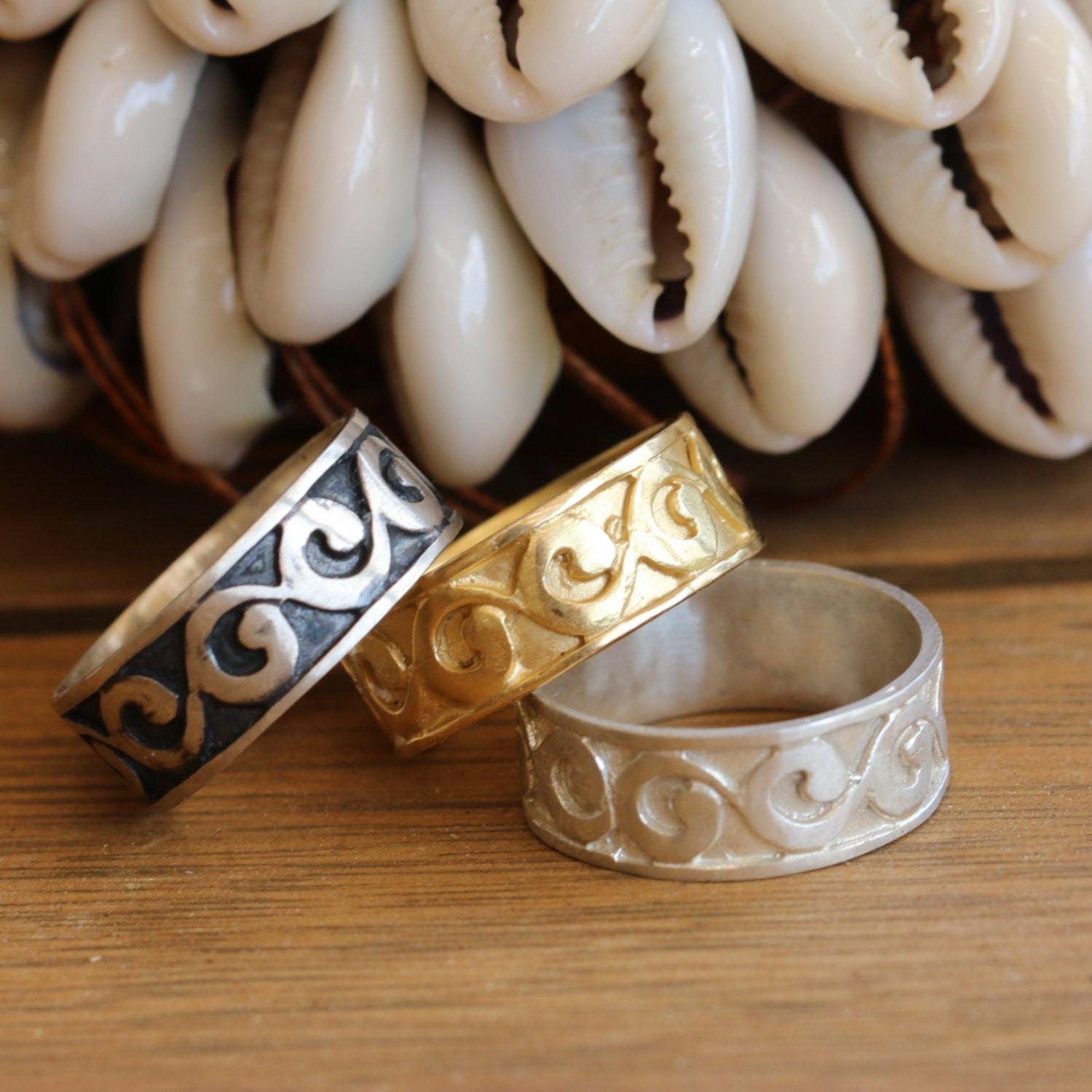 Sterling silver band ring, Unique boho wave ring, Handmade jewelry, Gift for her, Gift for him, Mens ring, Boyfriend gift