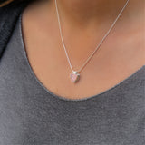 Rose quartz necklace in silver or gold, Delicate crystal necklace, Dainty gemstone pendant necklace for women, Silver jewelry gift for her