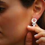 Small silver stud earrings, Boho everyday earrings, Unique bohemian jewelry, Circle post earrings, Handcrafted artisan jewelry for women