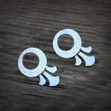 Small silver stud earrings, Boho everyday earrings, Unique bohemian jewelry, Circle post earrings, Handcrafted artisan jewelry for women