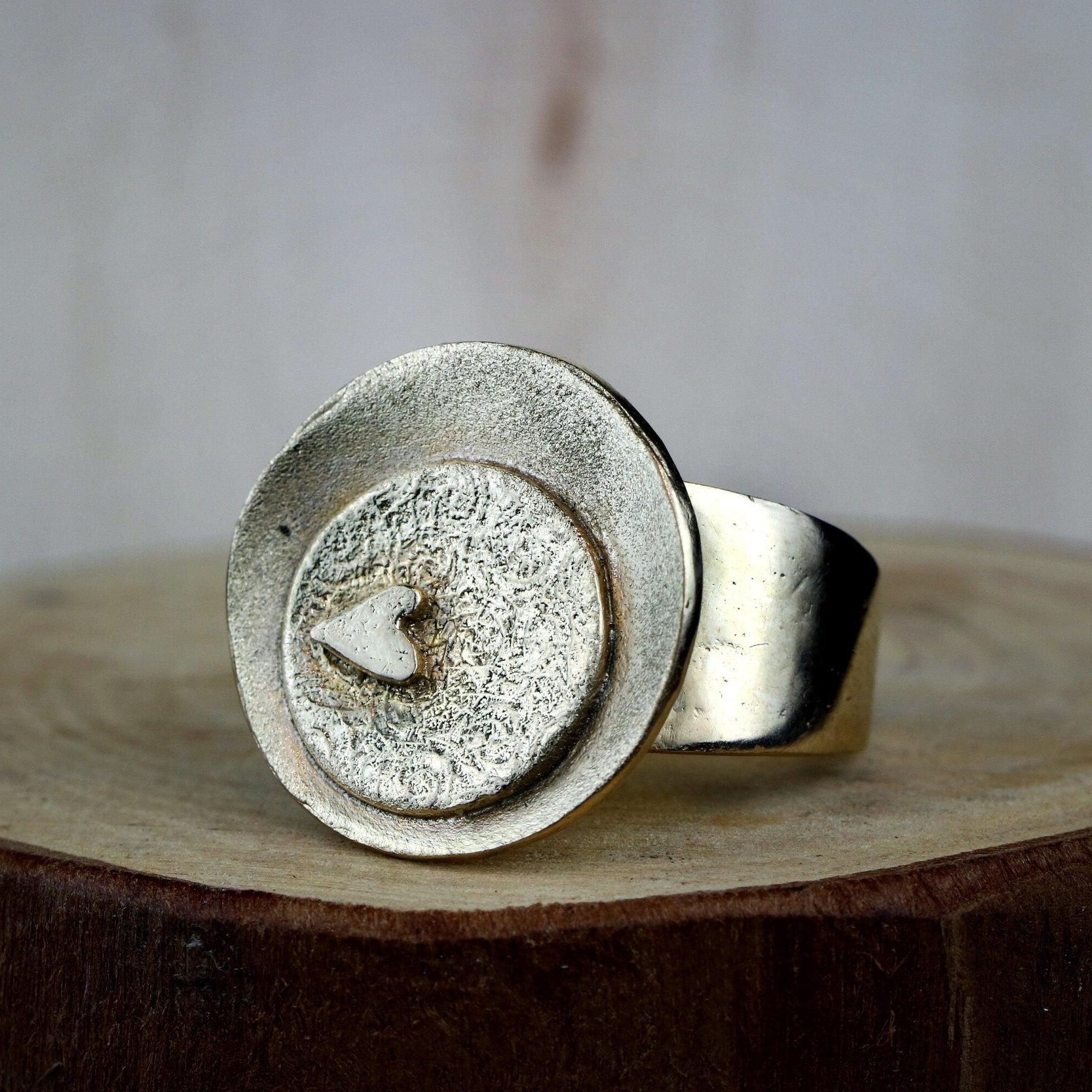 Hammered Ring,Gold Statement Ring,Ring Gold,Heart Ring for Women,Gift for Wife,Gift for Girlfriend,Large Rings for Women,Chunky Rings