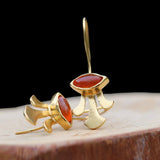 Carnelian Dangling Earrings For Women, Gold Earrings For Women, Gold-Filled Earrings, Dainty Jewelry For Women, Handmade Christmas Gift