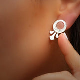 Small silver stud earrings, Boho everyday earrings, Unique bohemian jewelry, Circle post earrings, Handcrafted artisan jewelry for women