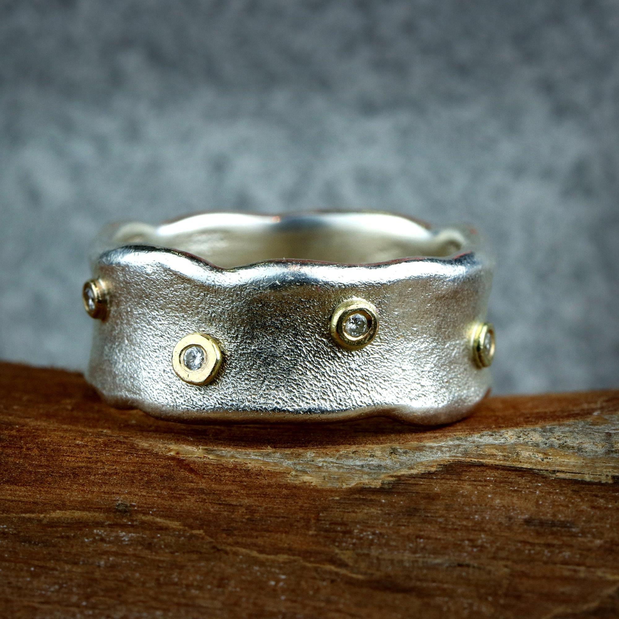 Unique Rings for Women,Band Rings,Silver Rings,Rings Sterling Silver,Diamond Band Rings for Women,Silver Wedding Ring,Vintage Rings