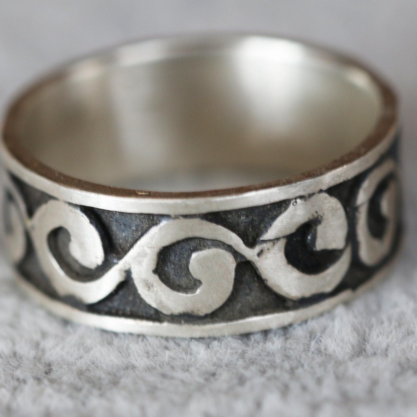 Sterling silver band ring, Unique boho wave ring, Handmade jewelry, Gift for her, Gift for him, Mens ring, Boyfriend gift
