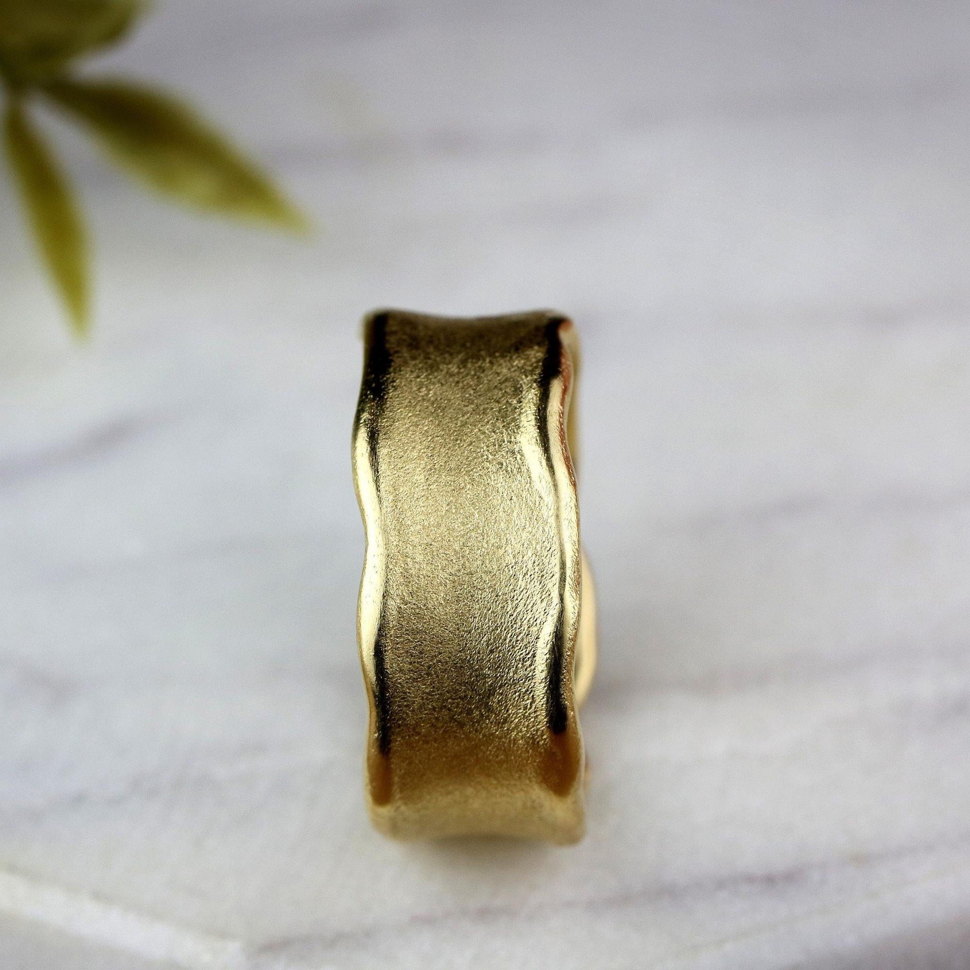 Thick Gold Ring,Unique Rings for Women,Womens Rings,Wide Rings,Gold Wedding Ring,Wave Ring,Engagement Ring,Handmade Jewelry