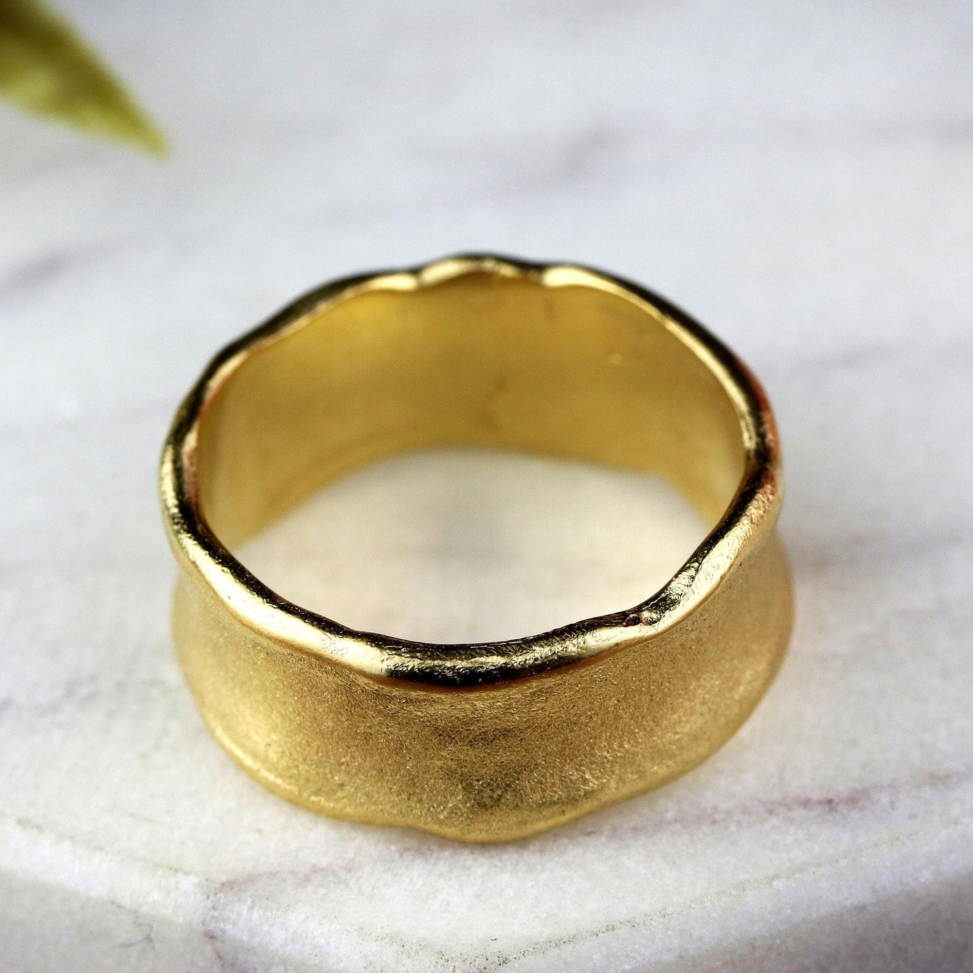 Thick Gold Ring,Unique Rings for Women,Womens Rings,Wide Rings,Gold Wedding Ring,Wave Ring,Engagement Ring,Handmade Jewelry