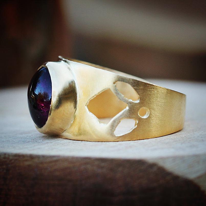 Statement Ring,Thick Gold Ring,Women 14k Gold Rings,Fashion Jewelry,Aquamarine Ring,Gemstone Rings,Vintage Rings, oval gemstone ring, lotus