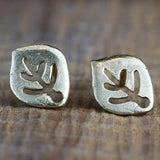 Unique dainty leaf earrings, Boho silver stud earrings, Trendy minimalist earrings, Bohemian handmade jewelry, Teen jewelry, Gift for her