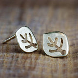 Unique dainty leaf earrings, Boho silver stud earrings, Trendy minimalist earrings, Bohemian handmade jewelry, Teen jewelry, Gift for her