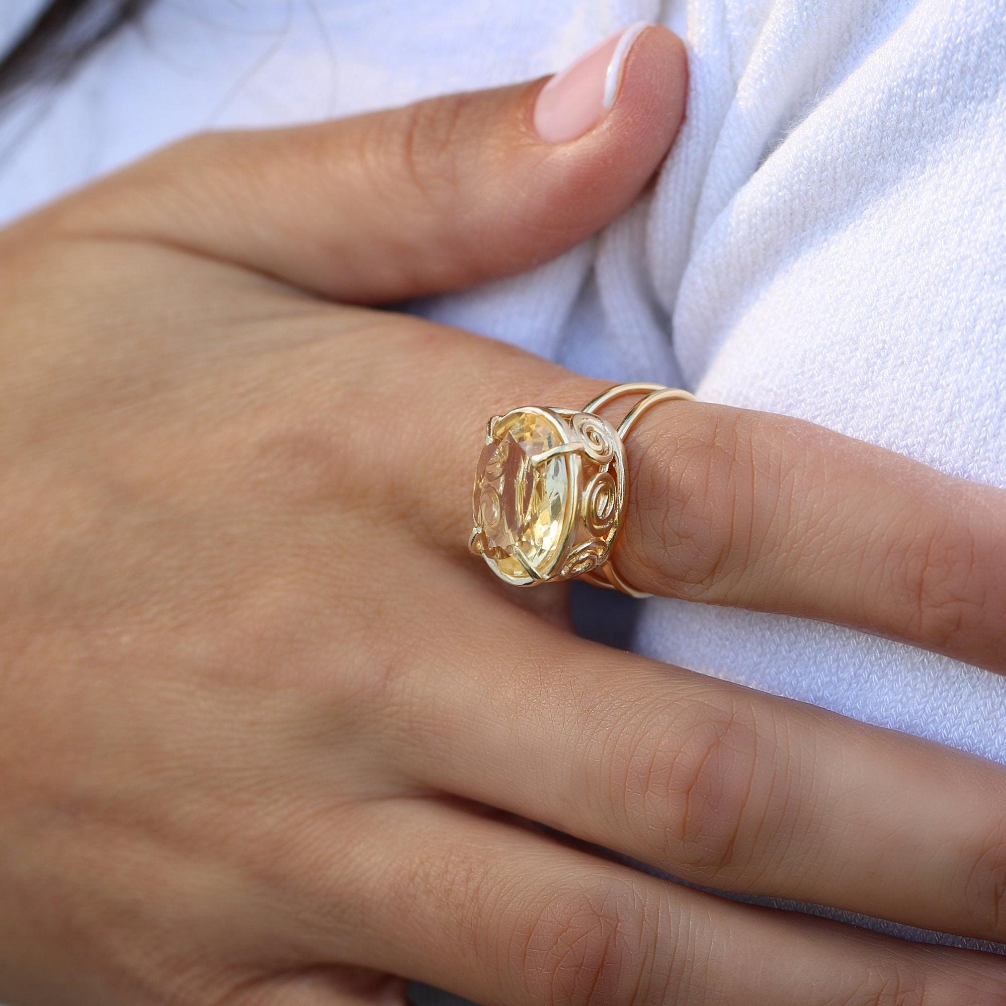 Handmade Jewelry for Women,Womens Gemstone Rings,Clear Quartz Ring,Stone Ring,Big Rings,Unique Rings,Vintage Ring,Mother's day gift