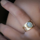 Statement Ring,Thick Gold Ring,Women 14k Gold Rings,Fashion Jewelry,Aquamarine Ring,Gemstone Rings,Vintage Rings, oval gemstone ring, lotus