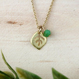 Dainty Gold Necklace for Women,Pendant Necklace,Leaf Necklace,Necklace for Teen Girls,Gift for Daughter,Cute Necklaces,Stone Necklace