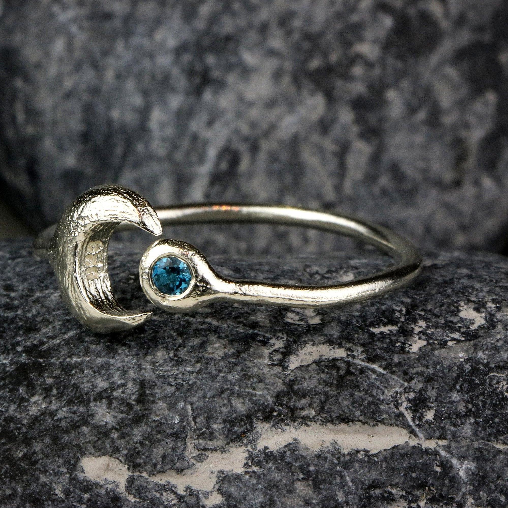Rings for Teen Girls,Stacking Rings,Moon Ring,Cute Rings,Topaz Ring,Sterling Silver Rings,Promise Rings for Her,Custom Rings for Women